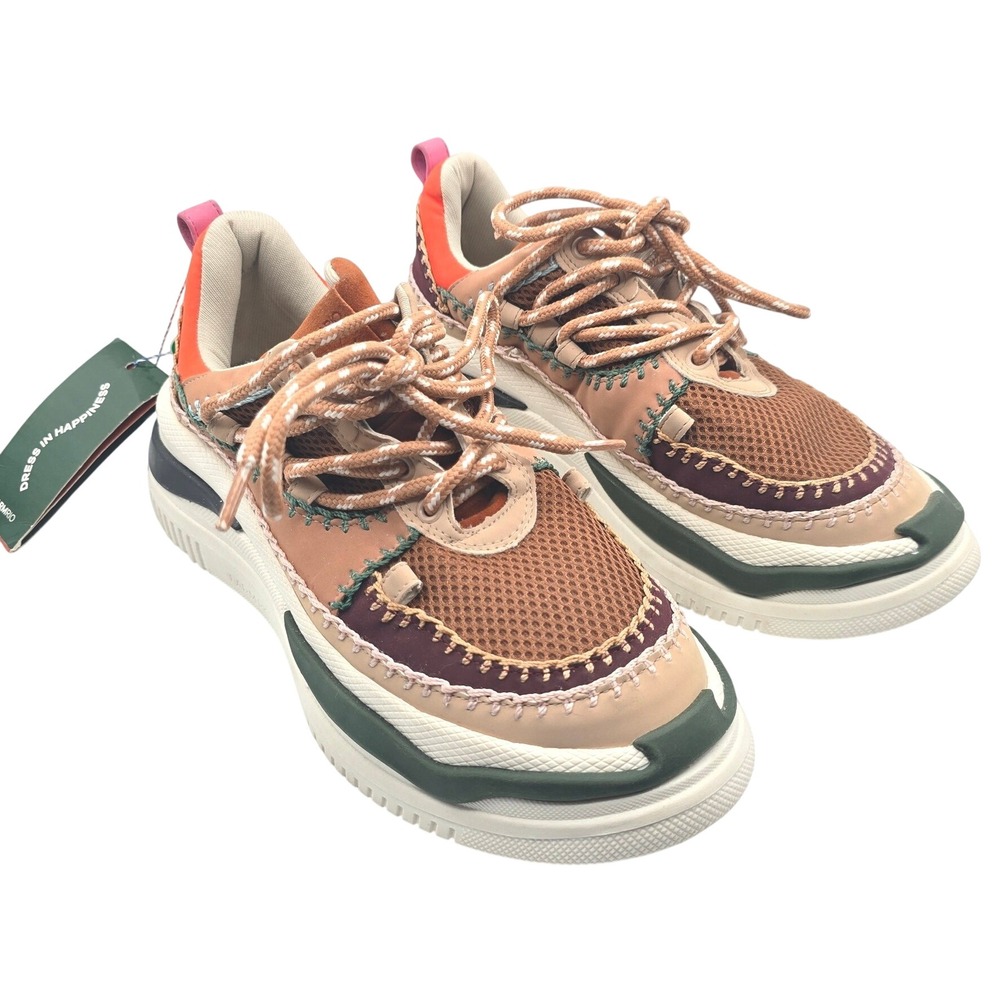 Farm Rio Zigzag Sneaker Colorful Boho Platform Mesh Suede Multi 304851 US 9.5 41